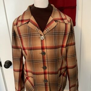 Pendleton Plaid Blazer - Red and Tan